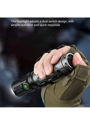 Тактический фонарь YEMAO YM-A7 5 режимов зум аккумулятор 21700 2200 LM Черный Серебристый No Brand (368904420)