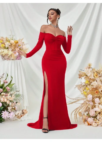 Красное платье SHEIN однотонное