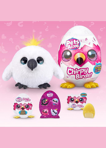 Інтерактивна іграшка Pets Alive какаду від Гігантське яйце-сюрприз Веселі пташки Chirpy Birds White Cockatoo Zuru (338426008)