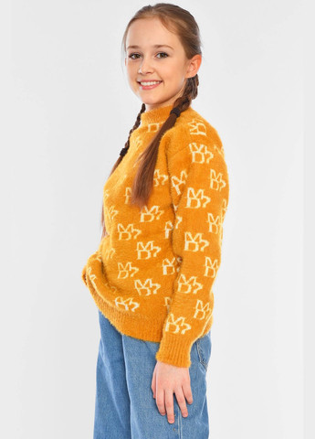 Гірчичний зимовий светр дитячий для дівчинки гірчичного кольору пуловер Let's Shop