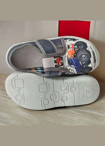 Серые ортопедические тапочки на липучке для мальчика сменная обувь в садик сменка валди Waldi