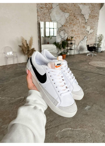 Білі літні кросівки nike blazer 77 low 77 vintage white black 2 найк блейзер No Brand
