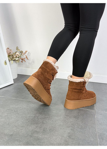 Зимние ботинки женские shoes коричневые Paradize без декора из натуральной замши