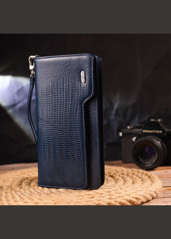 Жіночий клатч-портмоне зі шкіри з відділеннями для карт та монет синє (sku_21542) No Brand (328218878)