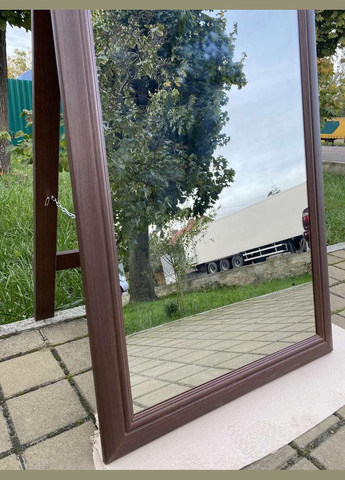 Дзеркало велике на підлогу в класичній рамі кольору горіх темний на ніжці 170 х 50 см No Brand (333823345)