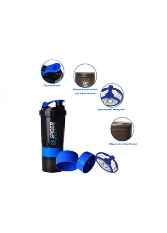 Шейкер спортивний Spider 0,5 л Чорно-синій EasyFit (382549821)