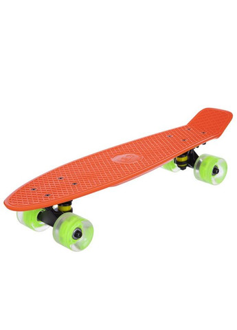 Скейтборд пластиковый LED WHEELS FISH 22in с светящимися колесами (оранж-чер-зел) (SK-405-3) Penny (361439353)