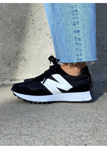 КРОССОВКИ ЖЕНСКИЕ NEW BALANCE 327 BLACK WHITE V3 НЬЮ БЕЛАНС 327 No Brand чёрные демисезоны (368855058)