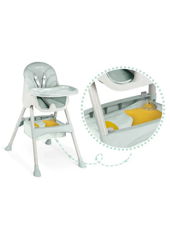 Дитяче крісло для годування дітей складне зі знімним підносом із ременями безпеки 3 в 1 (479225-Prob) Світло-зелене Unbranded (316355164)