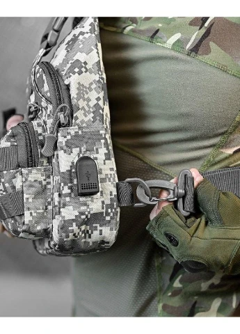 Армейская нагрудная сумка рюкзак с USB портом Защитник NATO No Brand (392410362)