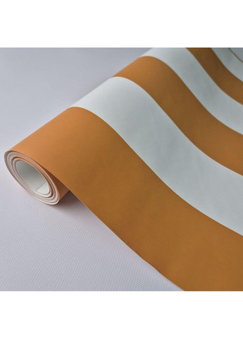 Виниловые обои 0.53×10.05м Zeitlberger 50507,оранжевые с белыми полосами для спальни,гостиной,кабинета MARBURG (361205077)