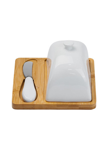 Маслянка керамічна 15*15*9 см з ножем та бамбуковою підставкою Yiwu (322503824)