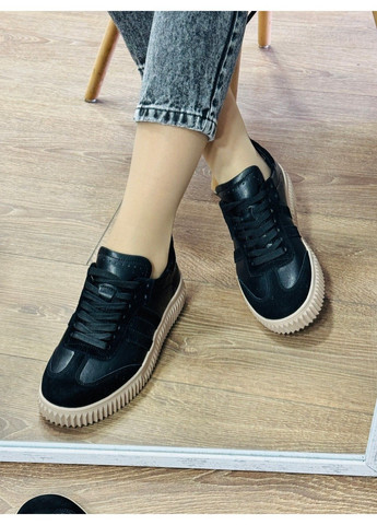 317 Кросовки Черные Кожаные с замшей комбинированные KDSL чёрные демисезоны (322618066)