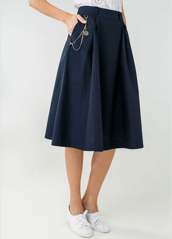 Темно-синяя кэжуал однотонная юбка миди темно-синего цвета ORA