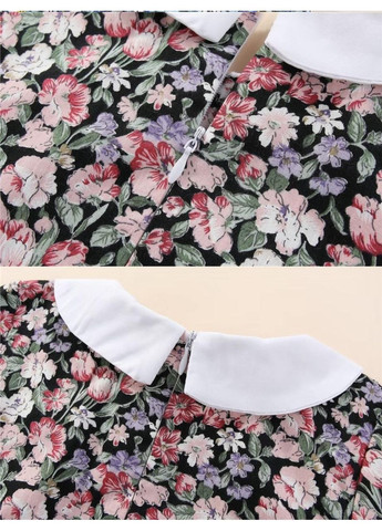 Чёрное детское платье летнее, черное в цветок, на 4,5,6,7,8 лет A+ (370438989)