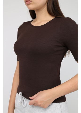 Футболка з коротким рукавом жіноча колір темно-коричневий CB-00283879 Yuki - (369447233)