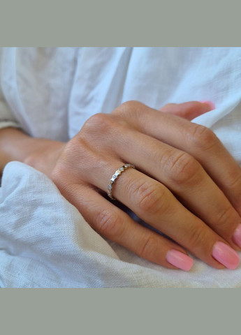 Срібна каблучка з Білими камнями розмір срібло 925 проби Родоване 1533к 0.94г No Brand (306743345)