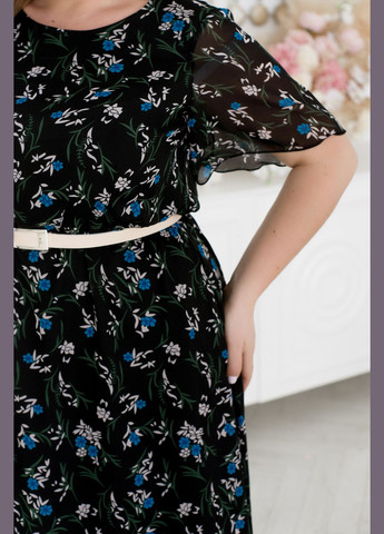 Комбинированное повседневный шифоновое платье с подкладкой колокол No Brand в горошек