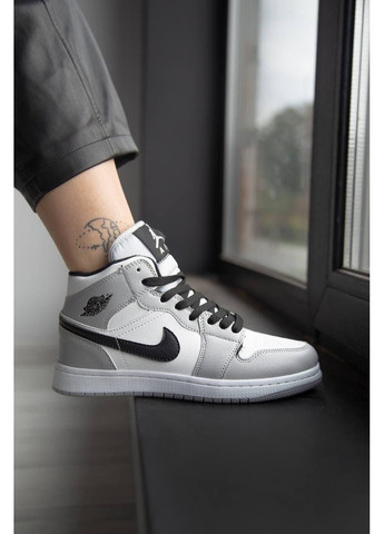 Серые зимние кроссовки мужские nike air jordan 1 grey fur 2.0 найк аир джордан No Brand