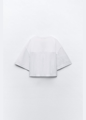 Белая всесезон футболка комбинированная поплин с коротким рукавом Zara