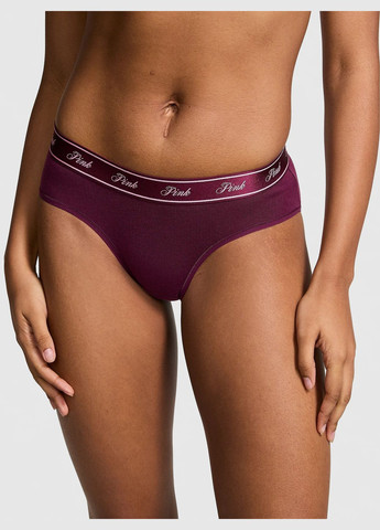 Бордовый демисезонный комплект белья хлопок топ+трусики хипхагер бордо Victoria's Secret комплект