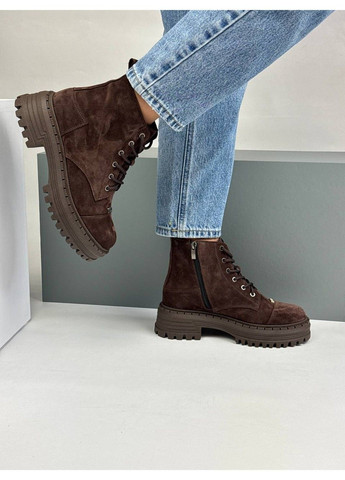 477 Черевики Демісезонні Коричневі Замшеві No Brand (368376211)