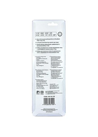 Набір дюймових ключів 1/16"-3/8" 9 шт (365303109) S&R (323084573)
