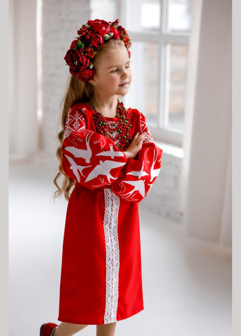 Красная платье вышиванка для девочек ласточка красная (359472960)