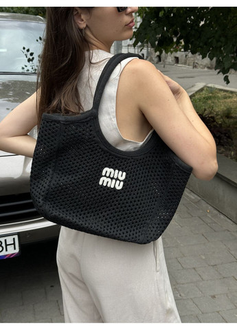 Сумка жіноча Raffia And Linen Tote Bag Black No Brand (362488784)