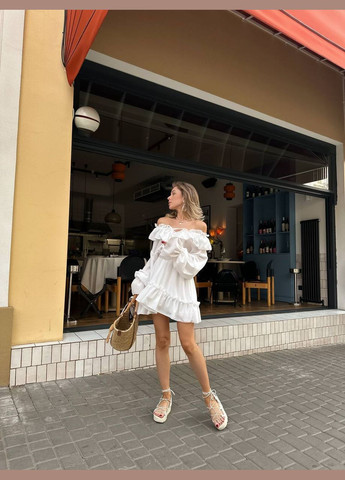 Молочное повседневный, кэжуал, вечернее женское платье клеш FINO Mode