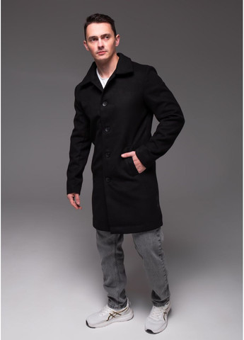 Чорне демісезонне Чоловіче класичне пальто без утеплення Vakko
