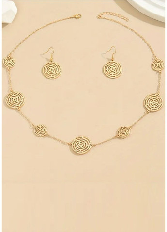 Ажурний комплект прикрас - кольє та сережки геометрія, 1428 No Brand (361205795)