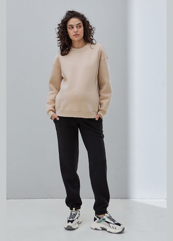 Теплые брюки-джоггеры для беременных черные трикотажные с начесом Юла мама (302648590)