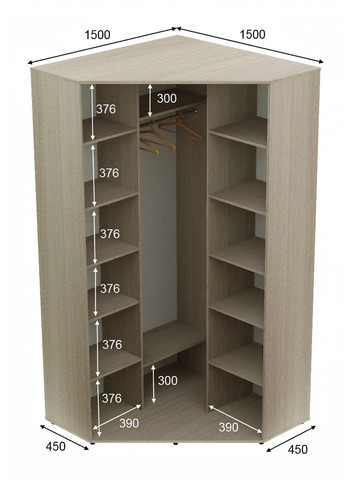 Шафа-купе дводверна кутова 150*150*230 Дуб Шамони світлий Дзеркало з піскострумним малюнком Угол-5 Алекса (360455959)