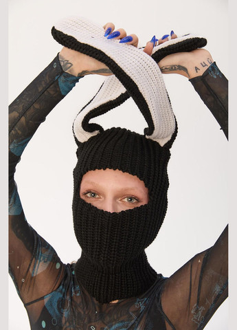 ТУР женская балаклава с ушками черного цвета "банни" однотонный черный производство - Украина