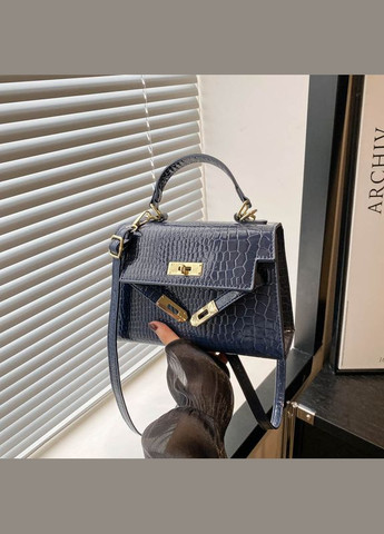 Жіноча сумка 8117 крос-боді на ремінці рептилія синя No Brand (306709431)