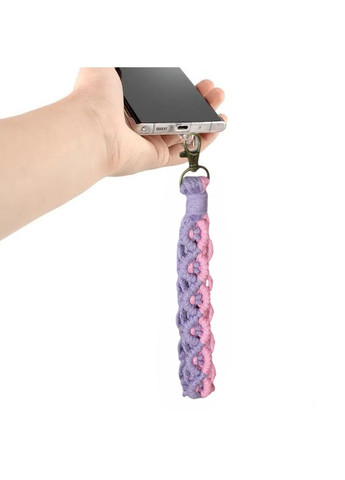 Набір макраме для плетіння і в'язання брелока "Петля" для ключів і аксесуарів 22х3см, фіолетовий з рожевим No Brand (369802673)