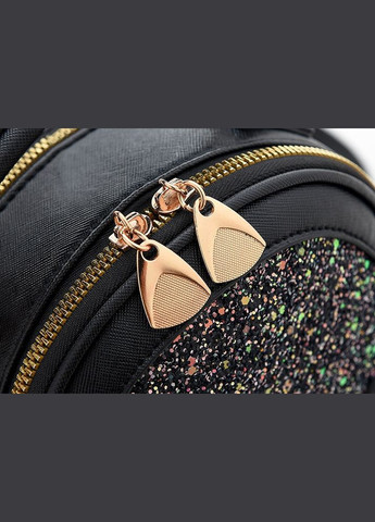 Жіночий рюкзак сумочка 2 в 1 з брелоком, з блискітками Чорний No Brand (301083000)