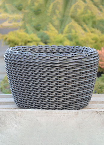 Кашпо велике 45 літрів (горщик для квітів та рослин),Вазон із штучного ротангу ручної роботи. Колір Графіт Handmade (329193751)