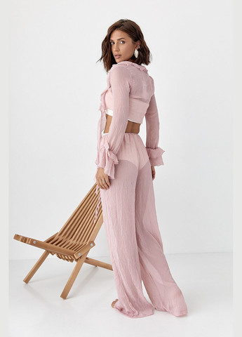 Прозрачный пляжный костюм с рюшами - пудра цвет Lurex (340917649)