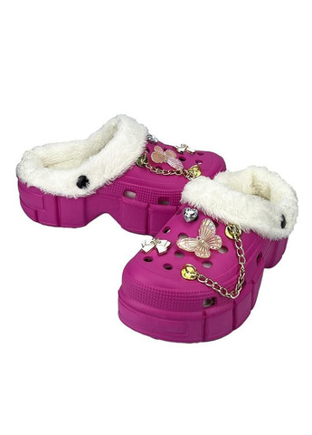 Сабо жіночі утеплені з джибітсами фуксія 20326-4 Sanlin (303605430)