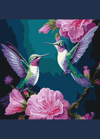 Картина за номерами Казкові птахи з фарбами металік ©art_selena_ua 40x40 KHO6582 Ідейка (280951482)
