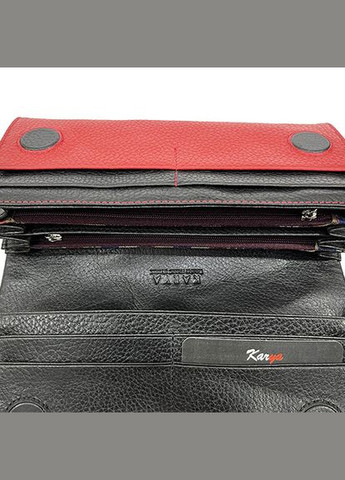 Гаманець жіночий із натуральної шкіри чорний червоний Karya (336377814)