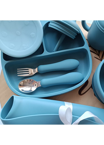 Набор посуды для малыша Смоки блу 10 шт Посуда для малышей безопасная экологичная (0205) No Brand (368999942)