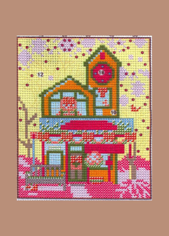 Набор для вышивания крестиком по нанесённой на канву схеме "Cristmas cottage 4". AIDA 14CT printed, 15*17 см Joy Sunday (313614390)