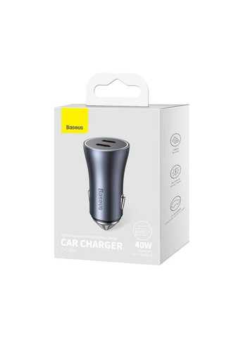 АЗП Golden Contactor Pro Dual Fast Charger Car Charger C+C 40W Dark Gray Baseus (360876209)