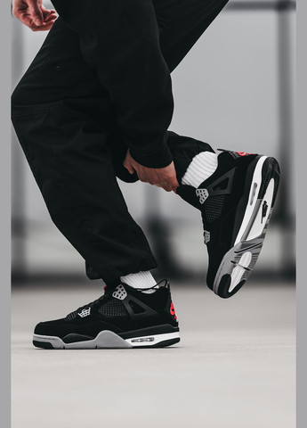 Чорні всесезон кросівки чоловічі nike air jordan 4 retro black grey | найк аір джордан 4 чорні сірі No Brand