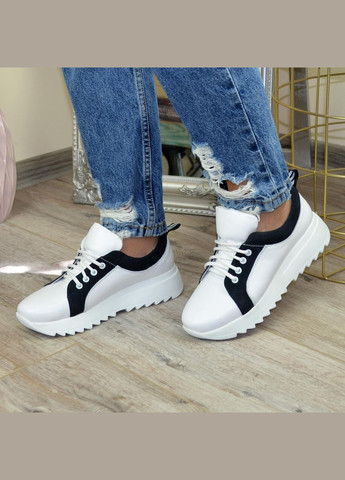 Кросівки жіночі шкіряні на шнурівці. Колір білий, синій. 37 розмір Vasha para комбіновані демісезони (303931902)