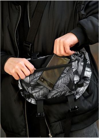 Спортивна сумка чоловіча на пояс через плече з текстилю велика Чорний 35335 Sambag (352165851)