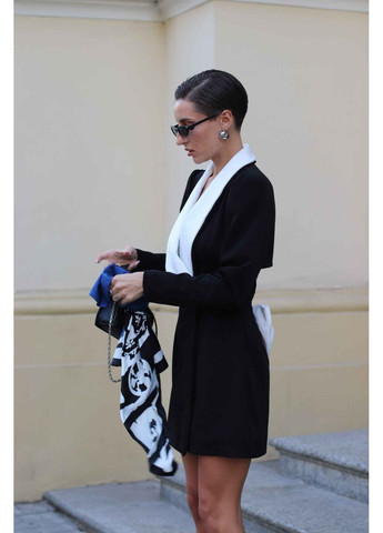 Чорна коктейльна сукня-жакет жіноча міні з бантом emily чорна сукня-жакет Handy Wear однотонна